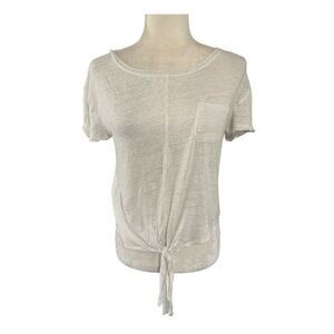 7 for all mankind womens solid white 100% linen short sleeve top t shirt xs